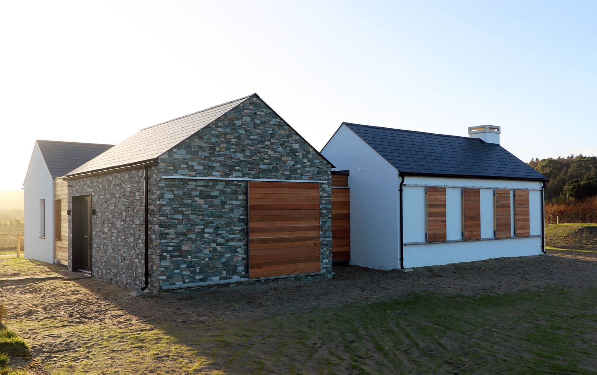 Marblehill Strand Cottage with its timber shutters closed over the windows